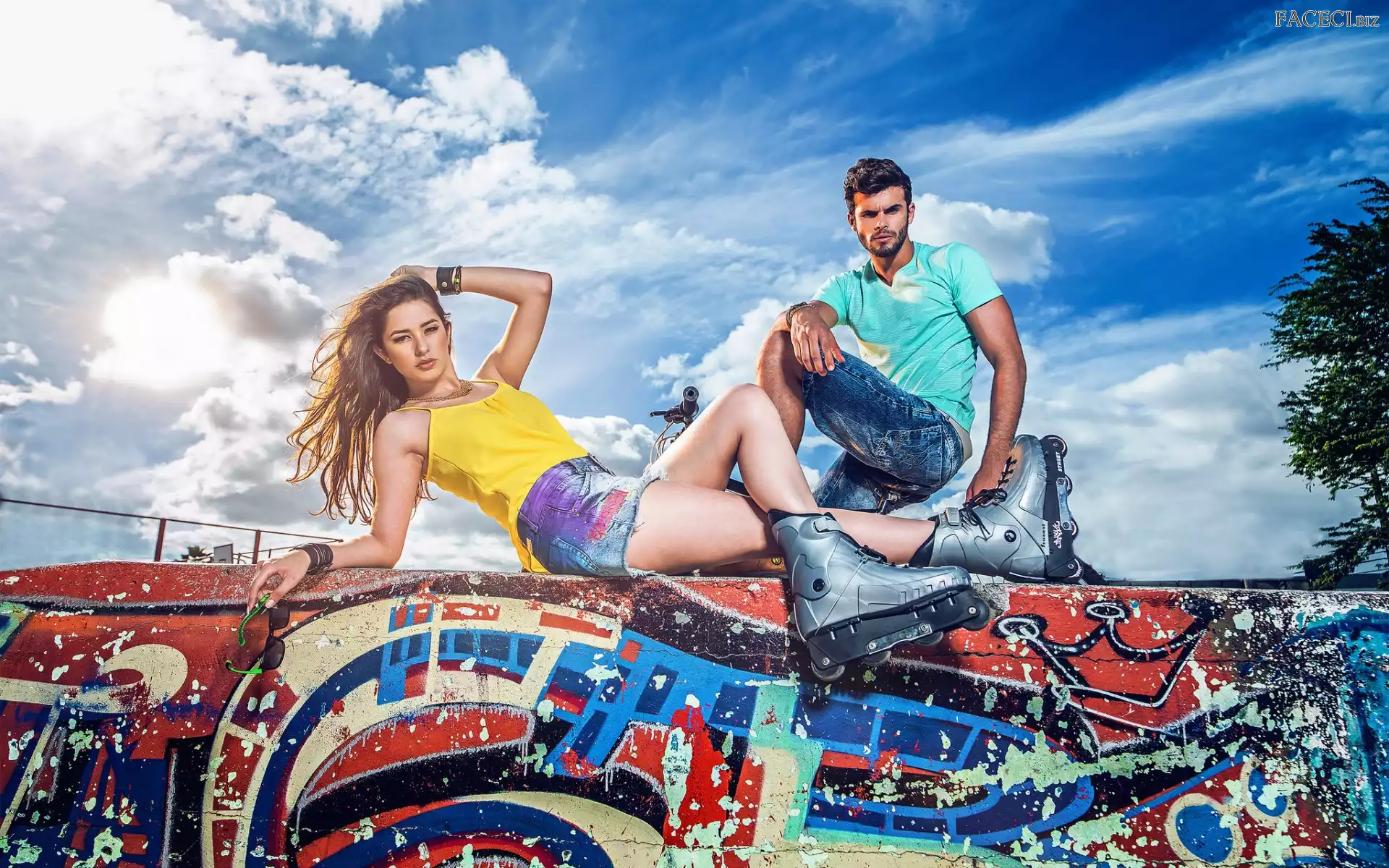 Rolki, Kobieta, Graffiti, Bruno Piechocki, Thais Silva, Mężczyzna