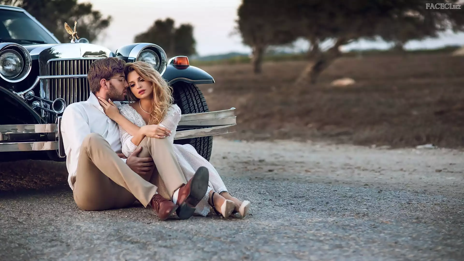 Kobieta, Droga, Samochód, Mężczyzna