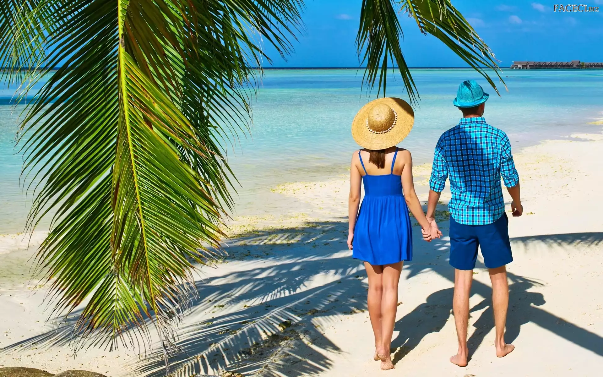 Spacer, Mężczyzna, Plaża, Morze, Kobieta